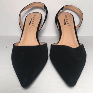Glaze Womens Slingback Heel Black Suede High Pointed Toe 7.5 M New